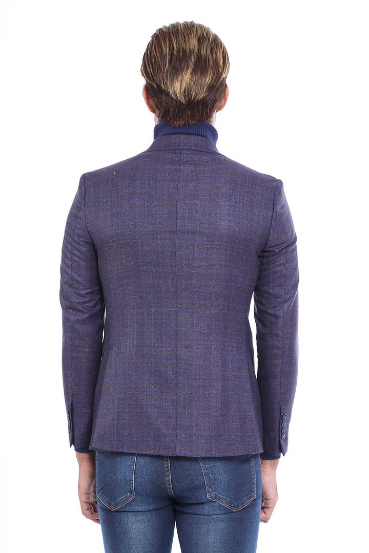 WSS Double Breasted Plaid Burgundy Blazer  - Lake Oswego