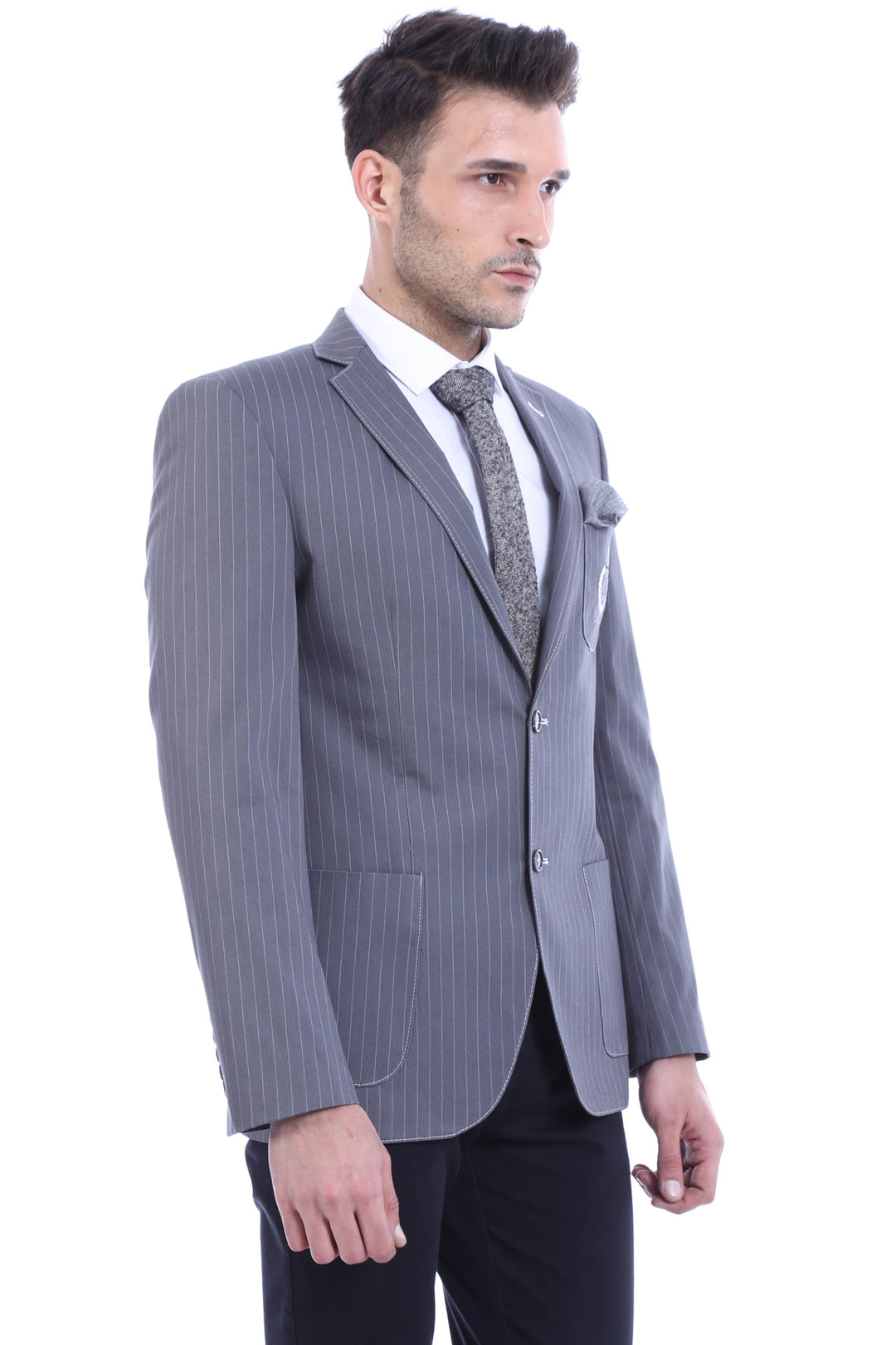 WSS Striped Single Slit Crested Bag Pocket Grey Jacket- - Warendorf