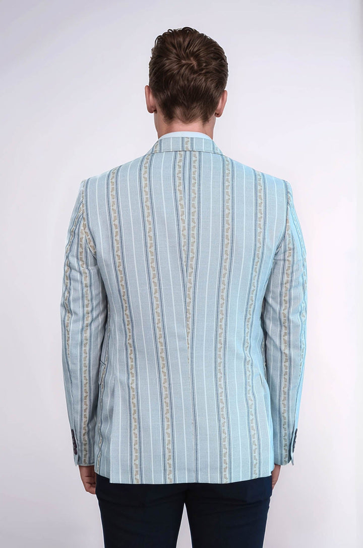 WSS Slim Fit Striped Blue Men Blazer  - Grosseto