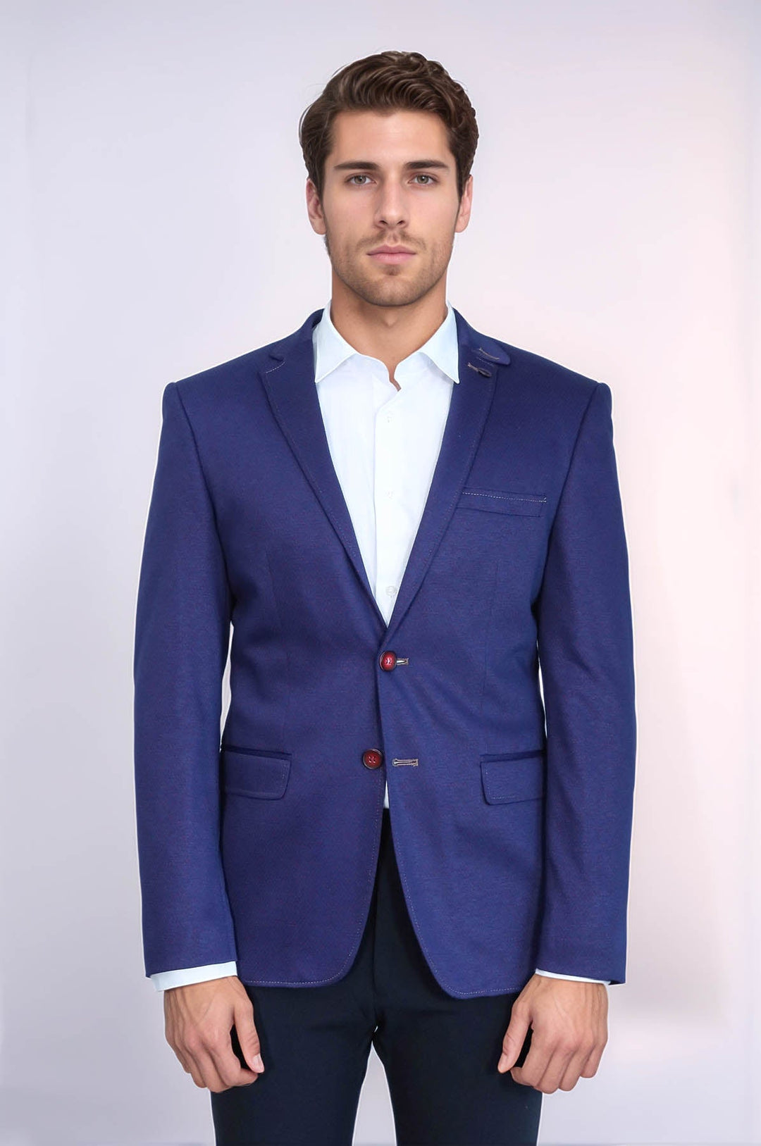 WSS 2 Button Combed Plaid Sax Blue Men Jacket  - Tlajomulco de Zúñiga