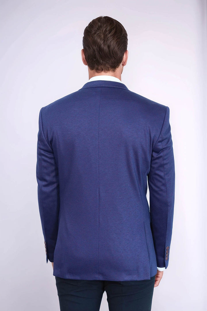 WSS 2 Button Combed Plaid Sax Blue Men Jacket  - Schweinfurt