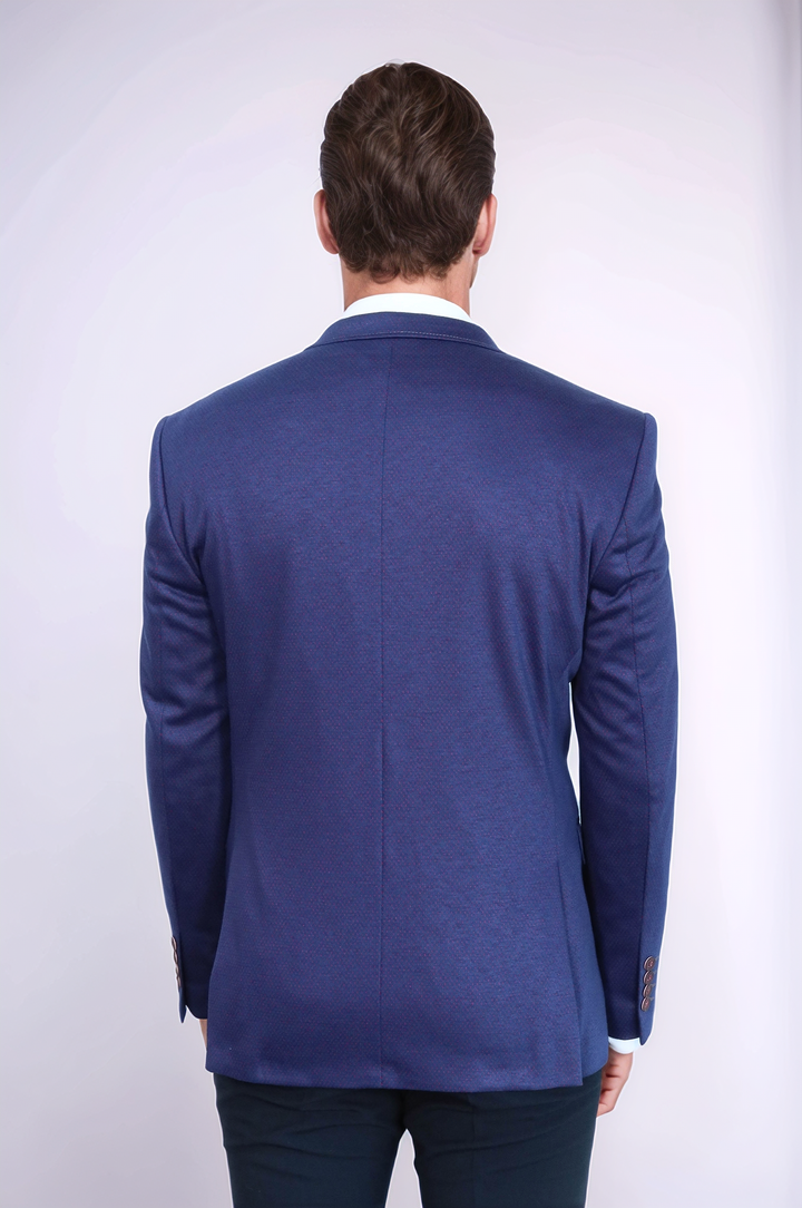 WSS 2 Button Combed Plaid Sax Blue Men Jacket  - Tlajomulco de Zúñiga