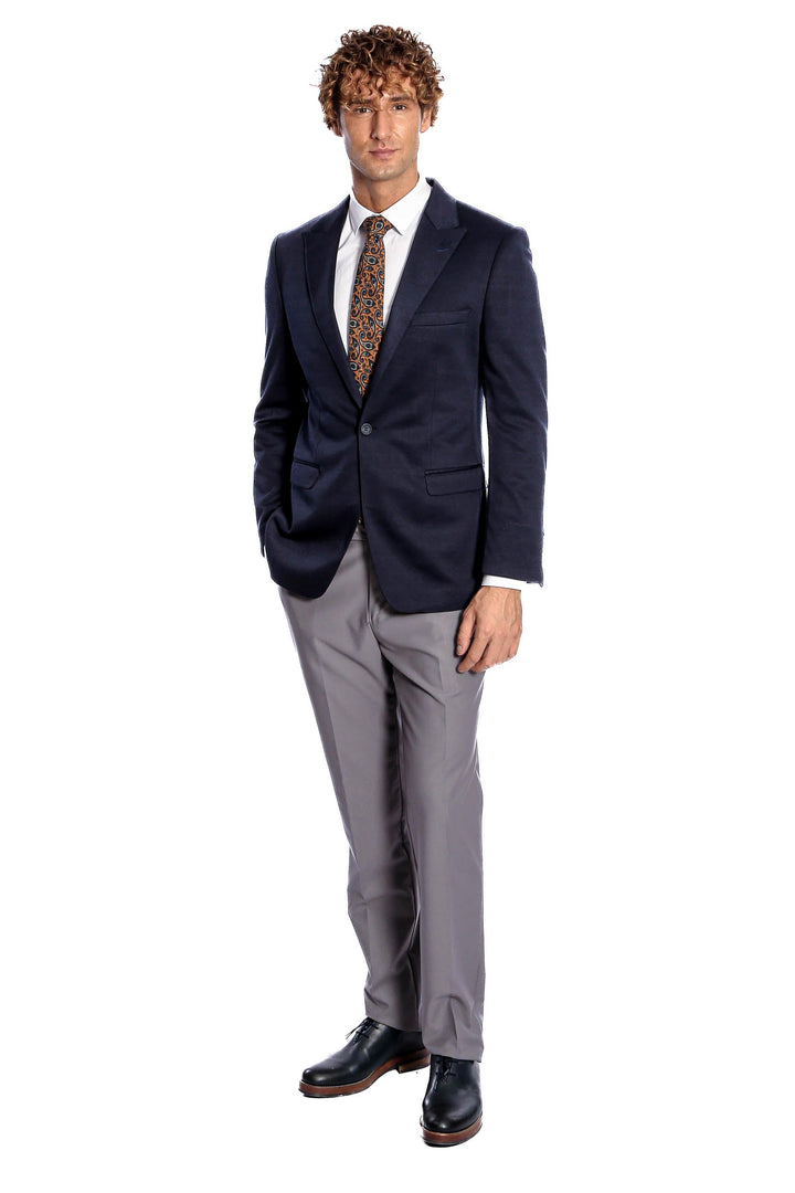 WSS Navy Blue Plain Slim-Fit Jacket  - Ponte de Lima
