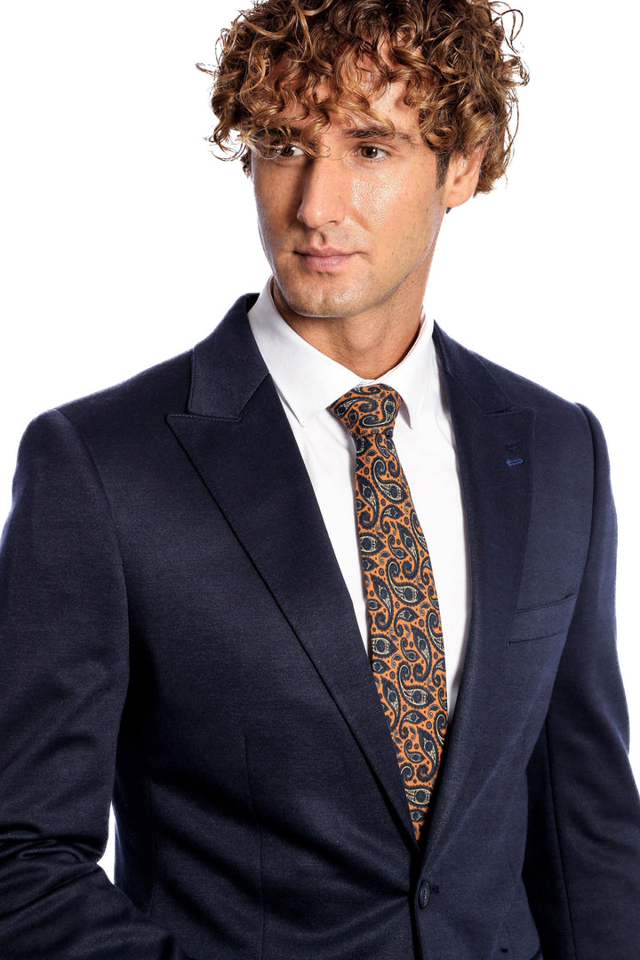 WSS Navy Blue Plain Slim-Fit Jacket  - Ponte de Lima
