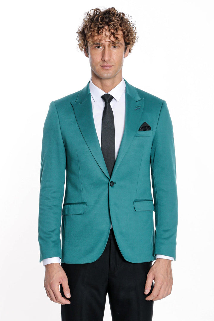 WSS Cotton Slim Fit Plain Green Men Blazer  - Seevetal