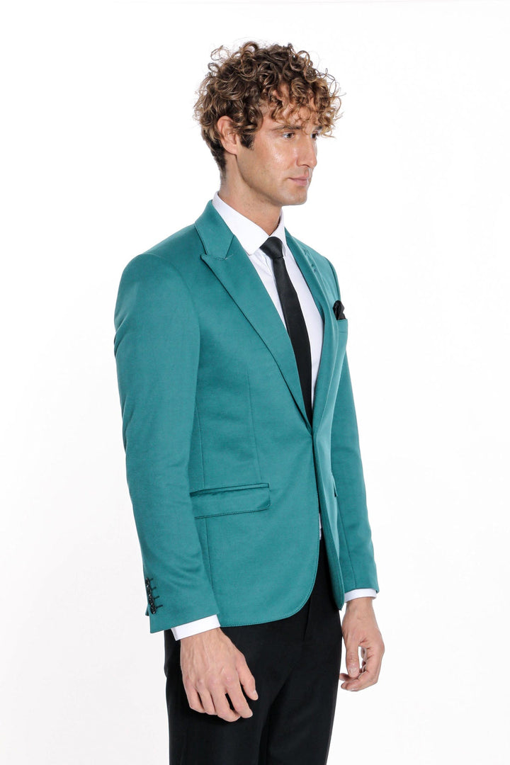 WSS Cotton Slim Fit Plain Green Men Blazer  - Seevetal
