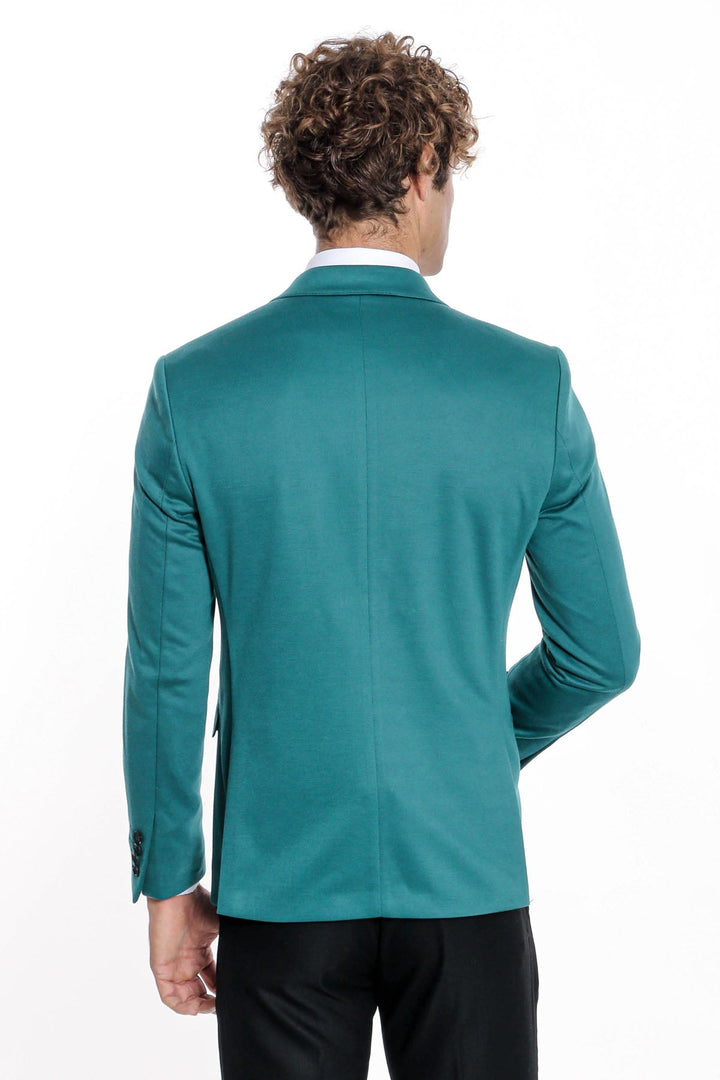 WSS Cotton Slim Fit Plain Green Men Blazer  - Seevetal