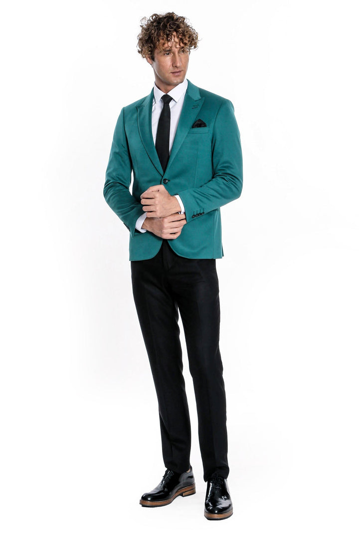 WSS Cotton Slim Fit Plain Green Men Blazer  - Seevetal