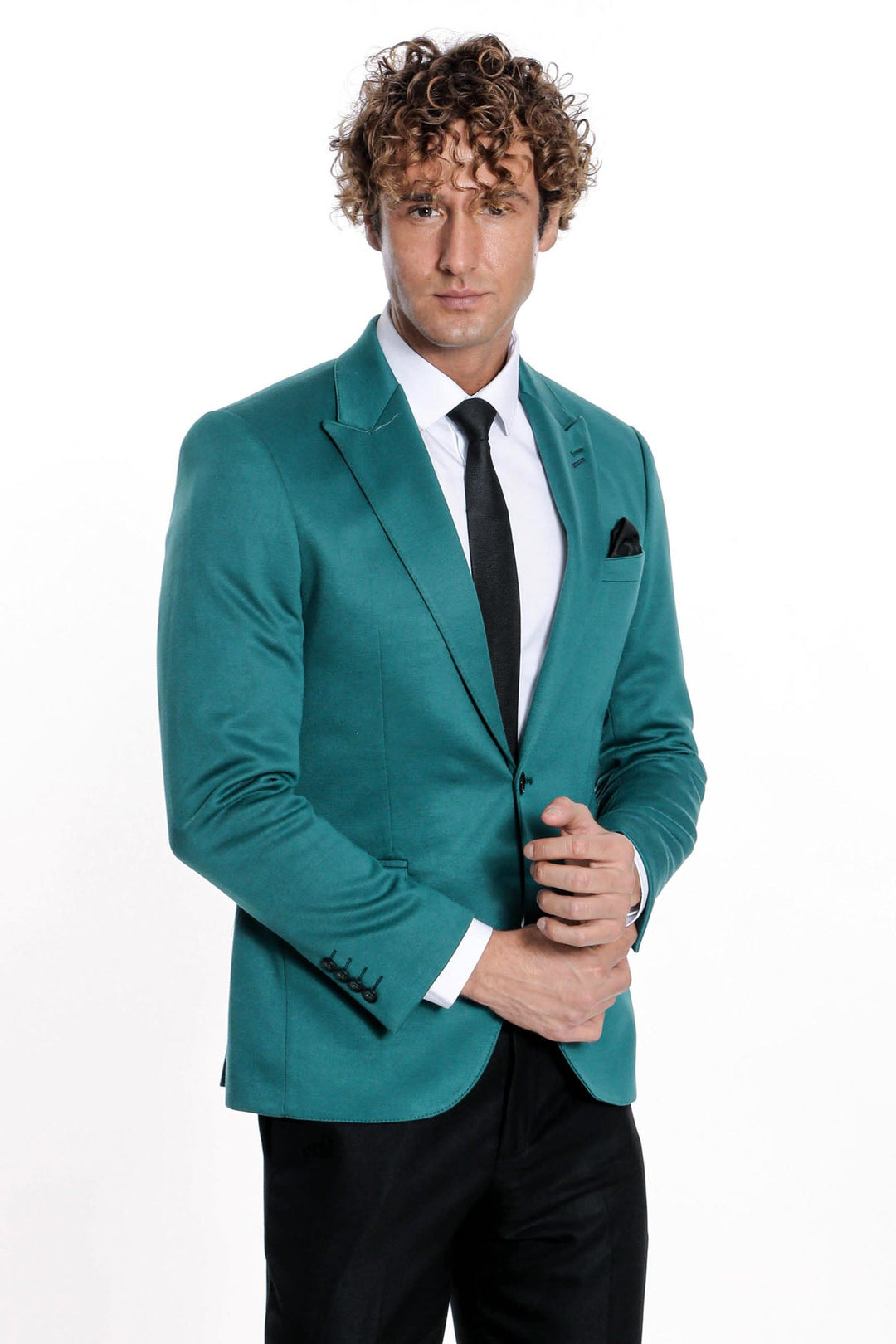 WSS Cotton Slim Fit Plain Green Men Blazer  - Seevetal