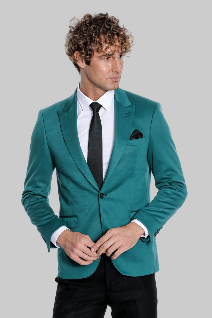 WSS Cotton Slim Fit Plain Green Men Blazer  - Seevetal