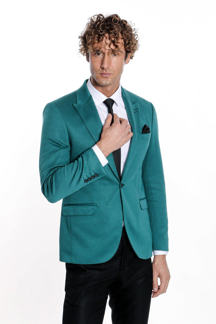WSS Cotton Slim Fit Plain Green Men Blazer  - Seevetal