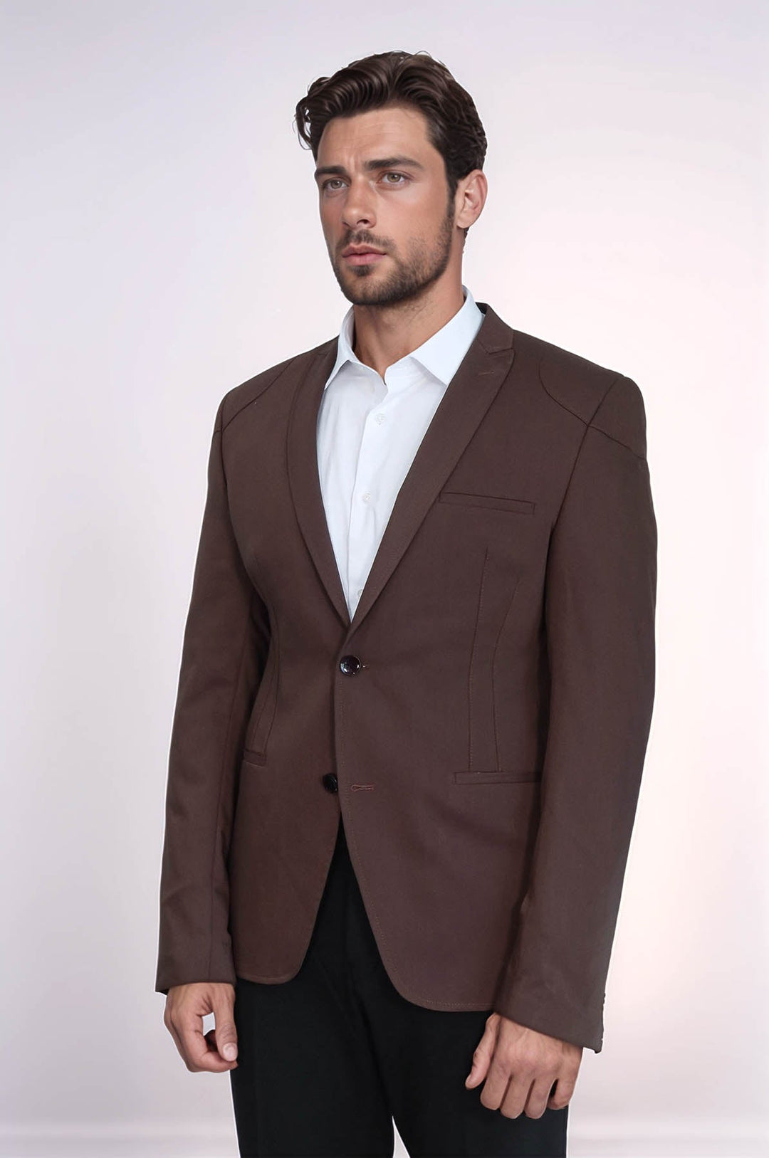 WSS 2 Button Shoulder Split Cotton Brown Jacket- - Tuscaloosa