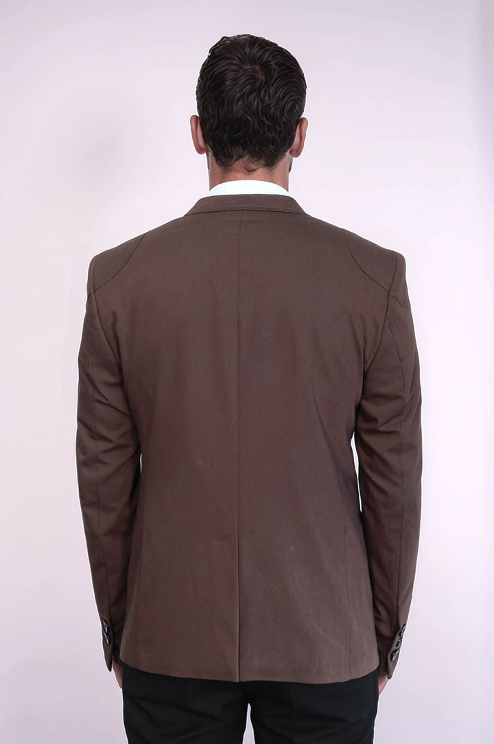 WSS 2 Button Shoulder Split Cotton Brown Jacket- - Tuscaloosa