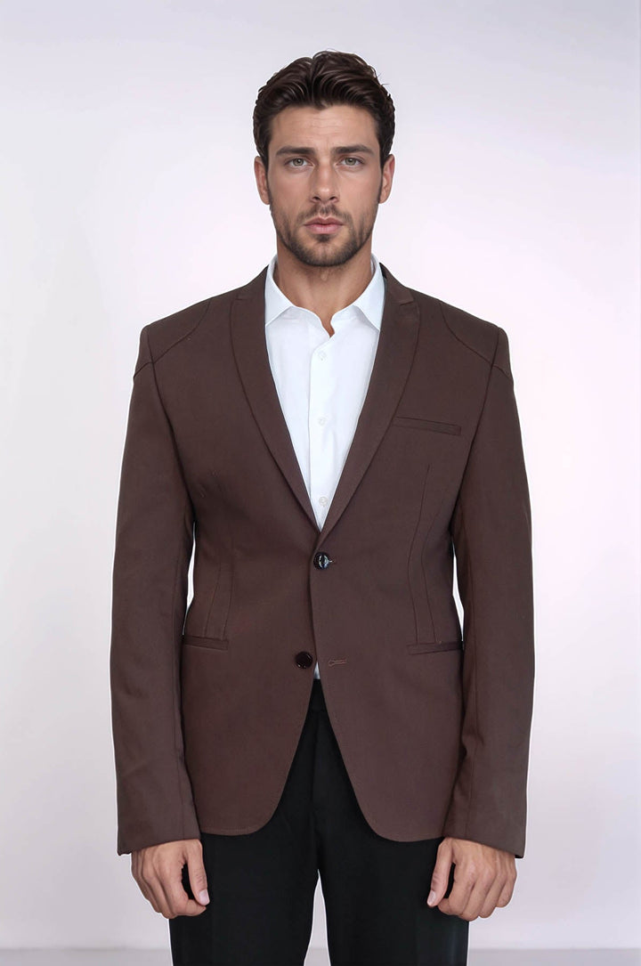 WSS 2 Button Shoulder Split Cotton Brown Jacket- - Tuscaloosa