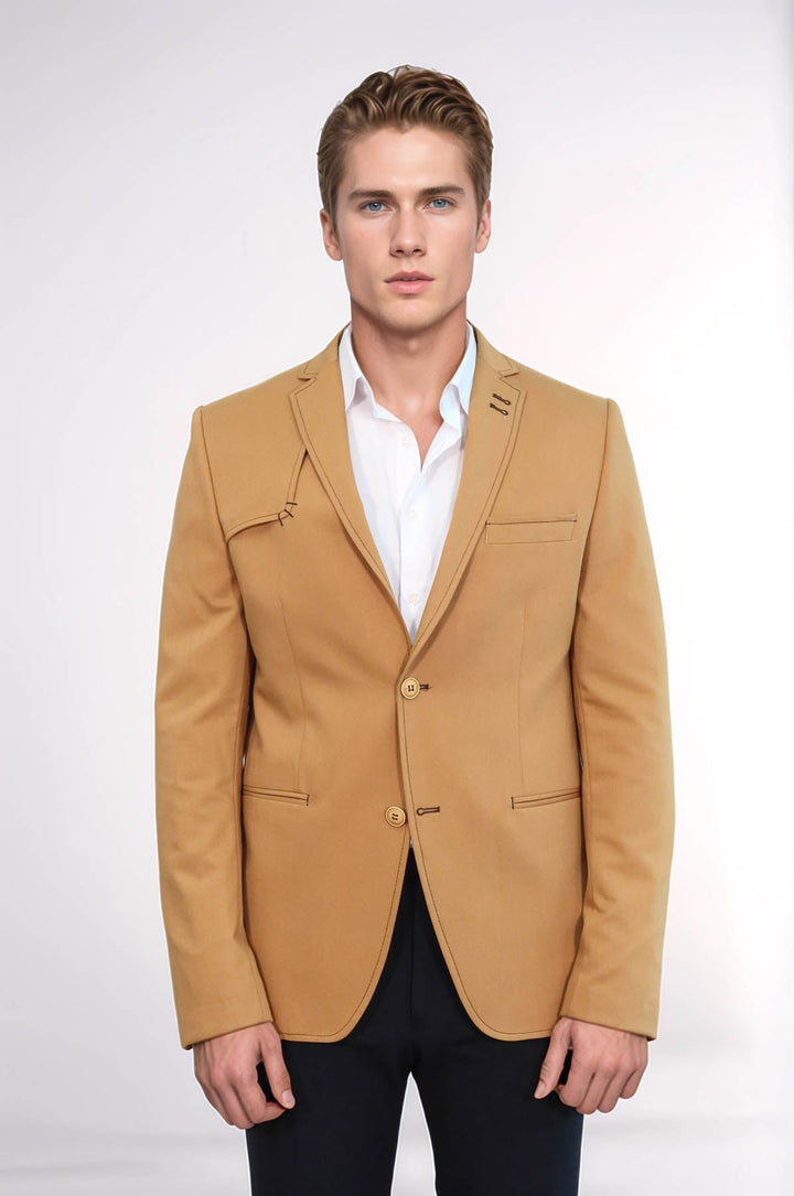 WSS Double Buttons Shoulder Piece Mono Lapel Yellow Jacket- - Famalicão