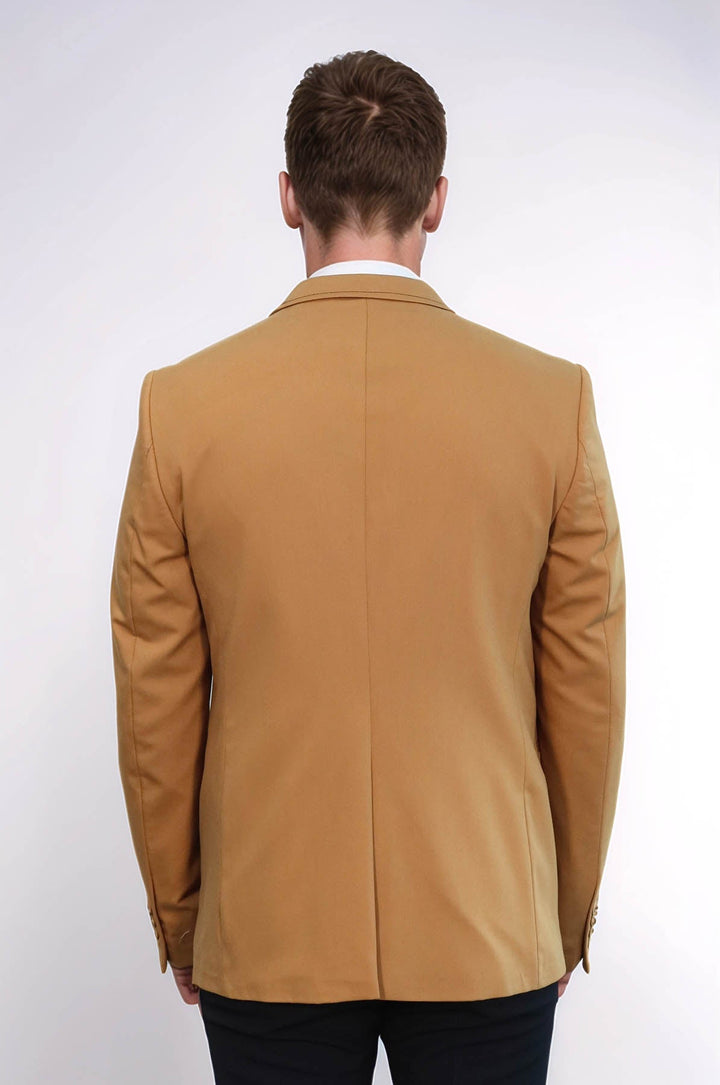 WSS Double Buttons Shoulder Piece Mono Lapel Yellow Jacket- - Famalicão