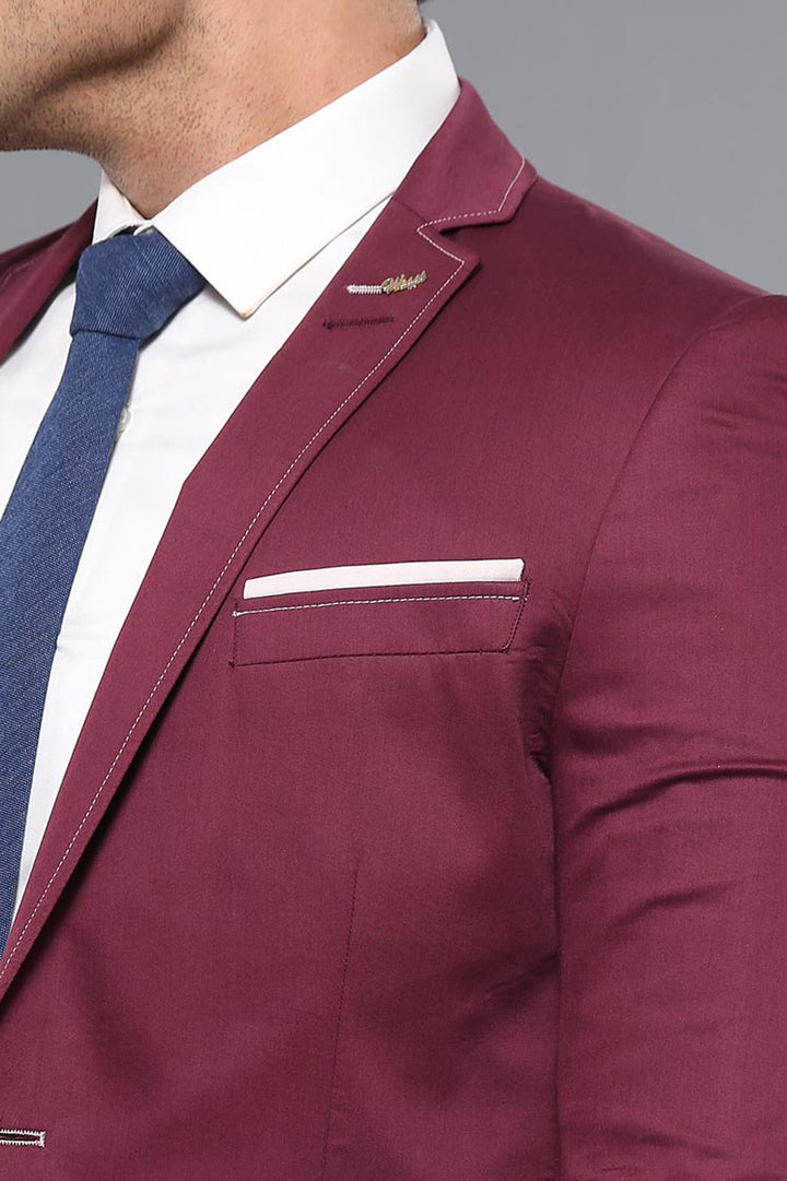 WSS 2 Button Bag Pocket Burgundy Jacket- - Benton