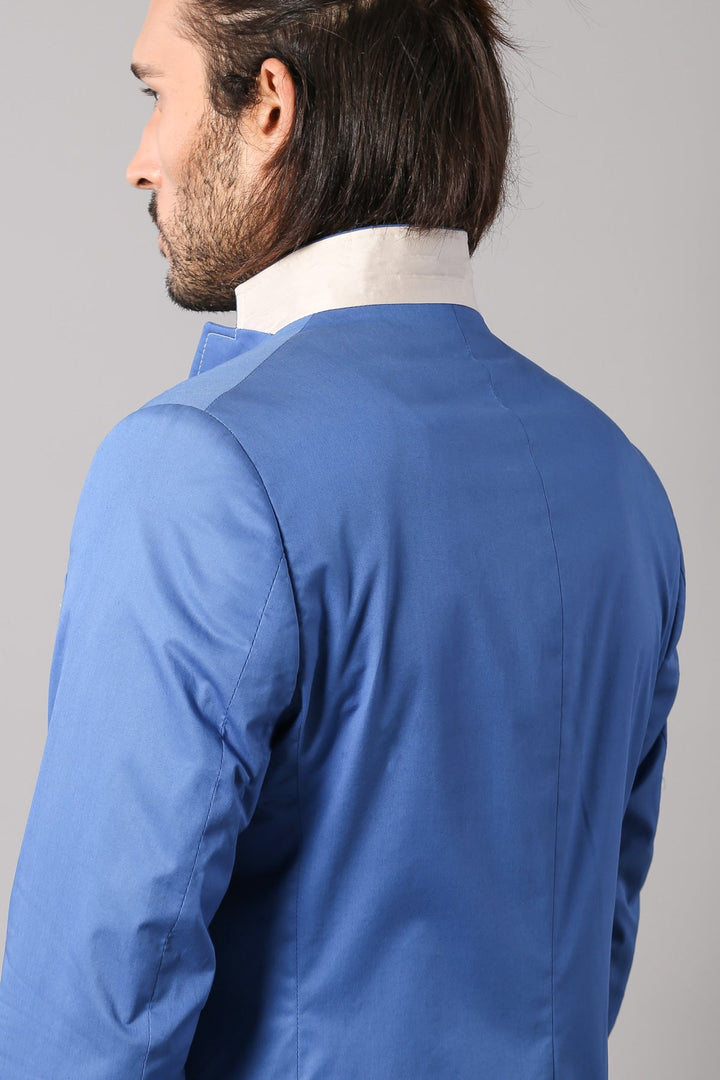 WSS Double Buttons Mono Lapel Bag Pocket Light Blue Jacket- - Amsterdam