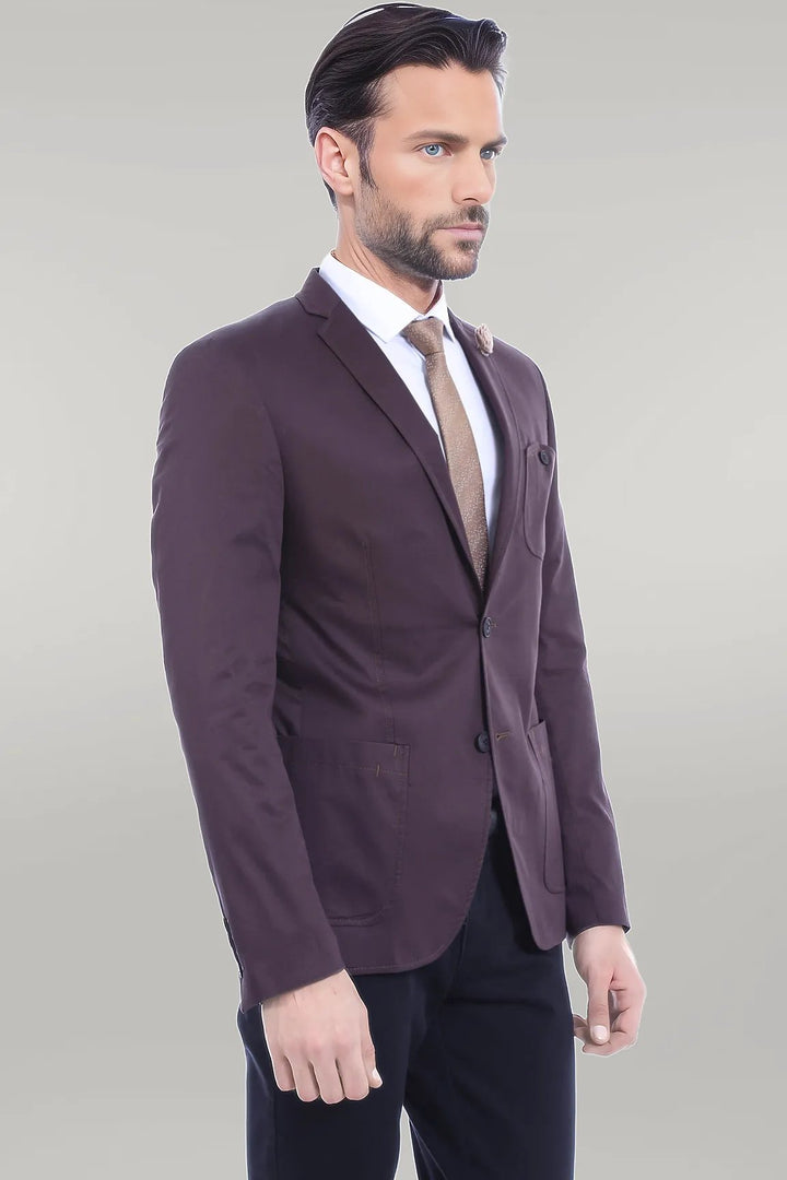 WSS Double Buttons Mono Lapel Bag Pocket Brown Jacket- - Singen