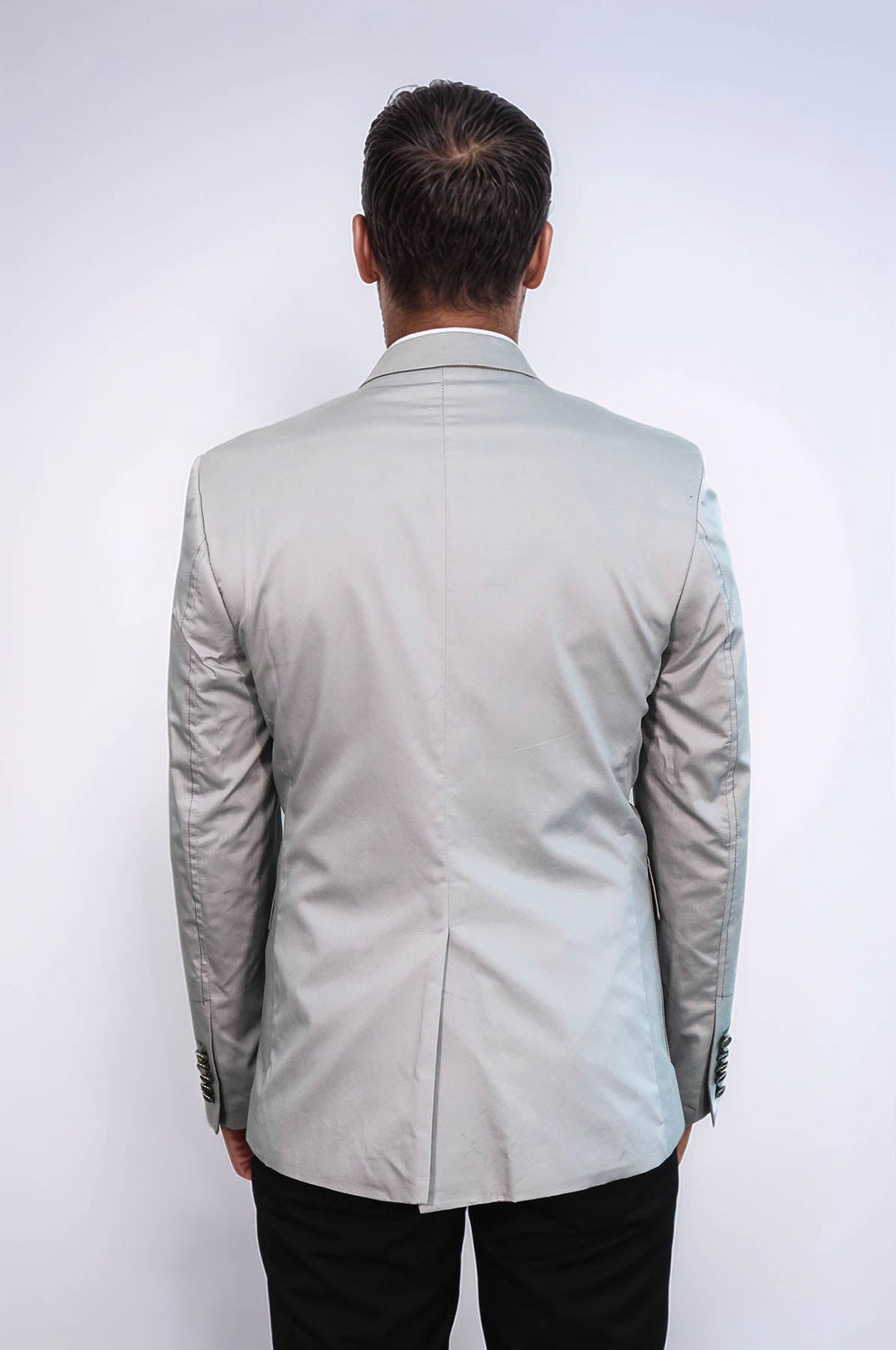WSS Double Buttons Bag Pocket Shoulder Piece Grey Jacket- - Lárisa