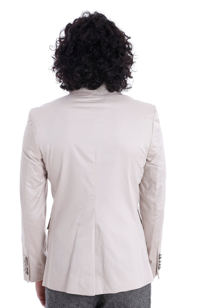 WSS Double Buttons Bag Pocket Shoulder Piece Cream Jacket- - Corroios