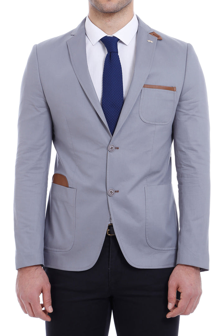 WSS Double Buttons Mono Lapel Bag Pocket Grey Jacket- - Guanajuato