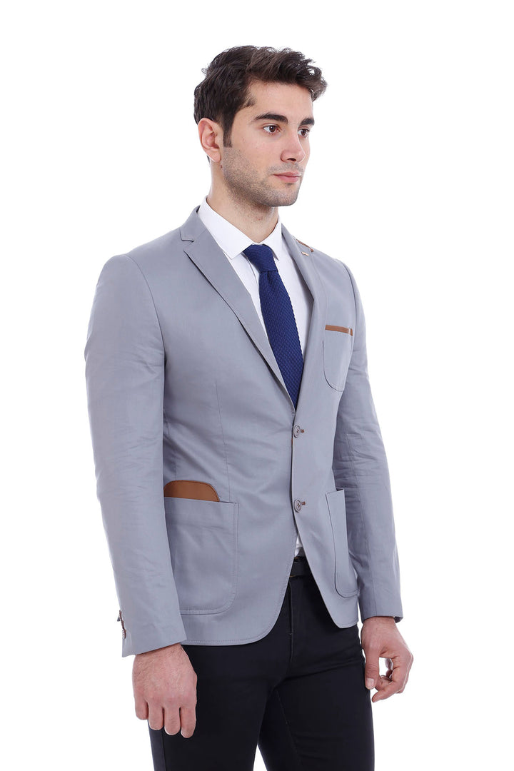 WSS Double Buttons Mono Lapel Bag Pocket Grey Jacket- - Guanajuato