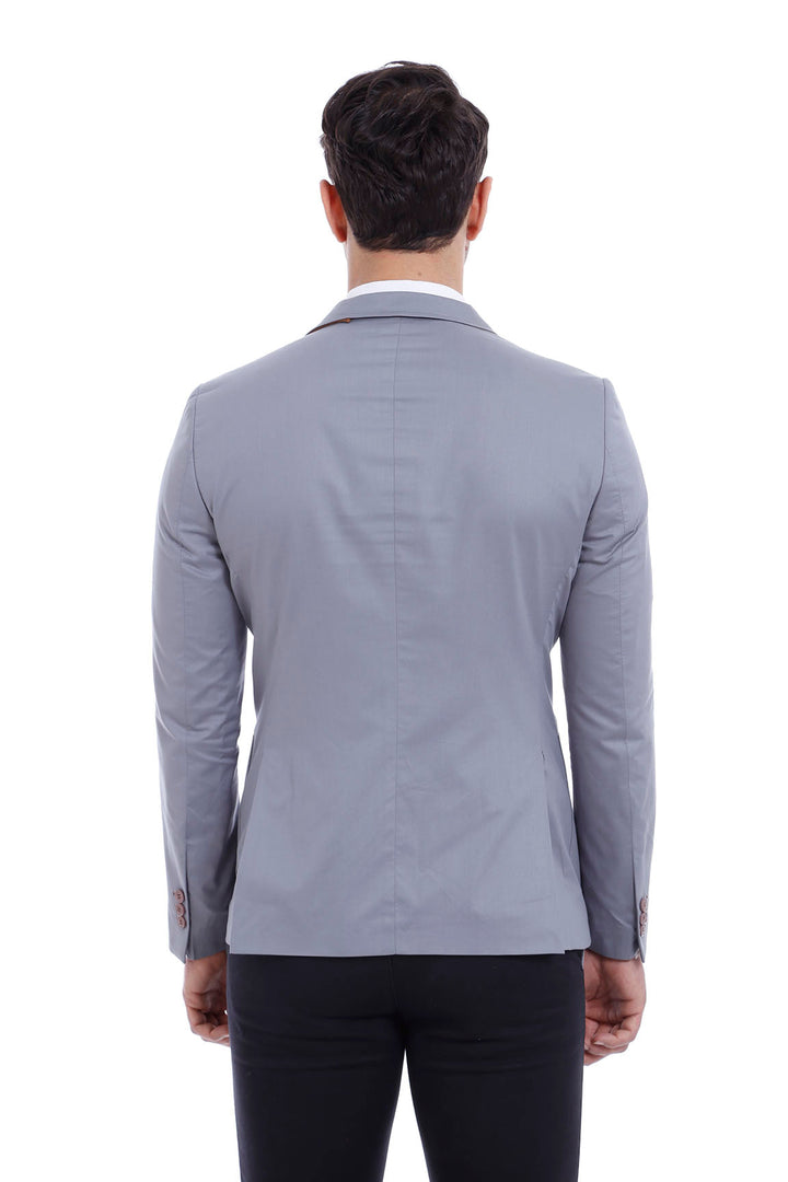 WSS Double Buttons Mono Lapel Bag Pocket Grey Jacket- - Guanajuato