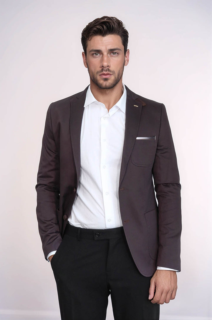 WSS Double Buttons Mono Lapel Bag Pocket Brown Jacket- - Gießen