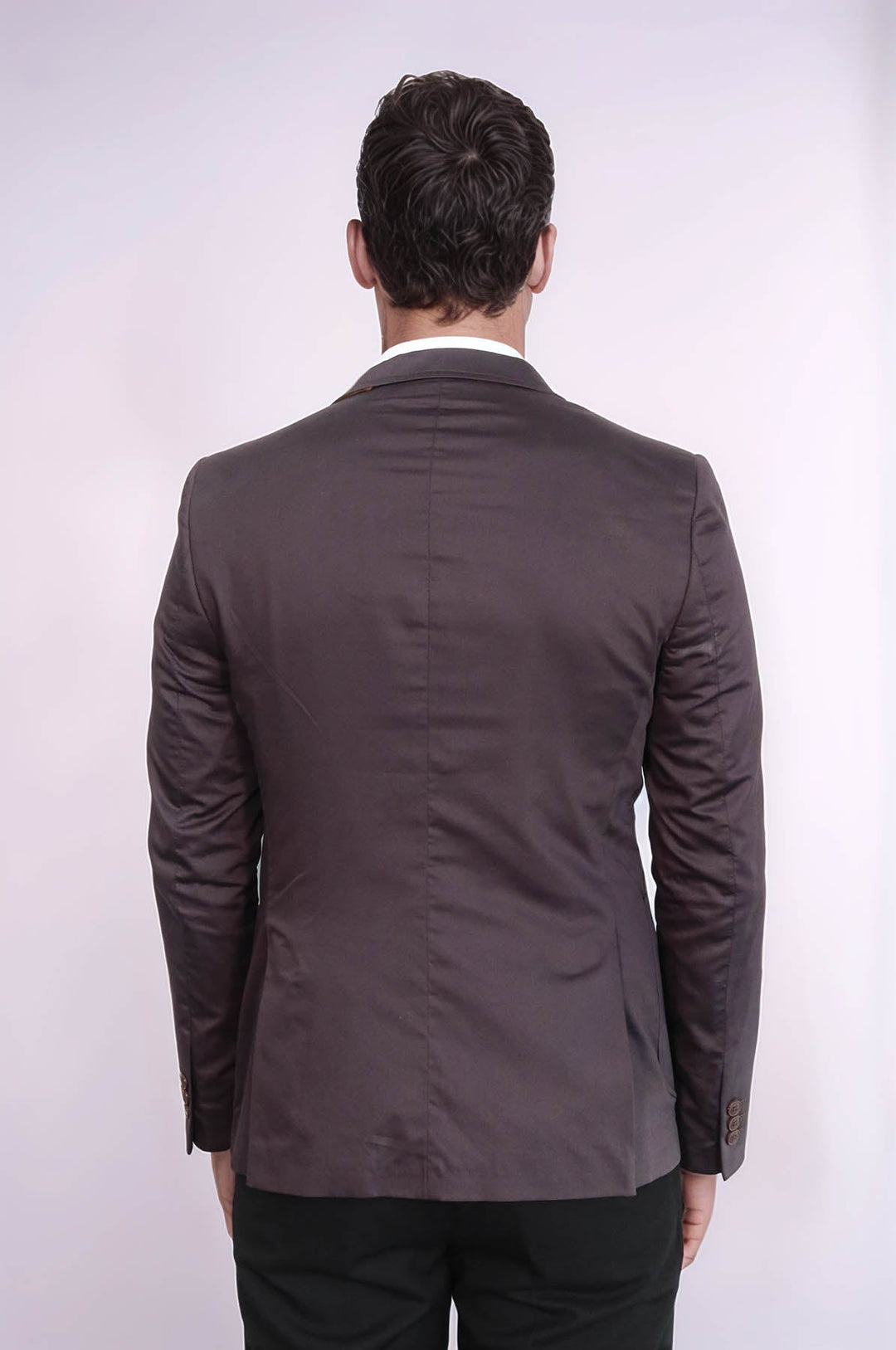 WSS Double Buttons Mono Lapel Bag Pocket Brown Jacket- - Gießen