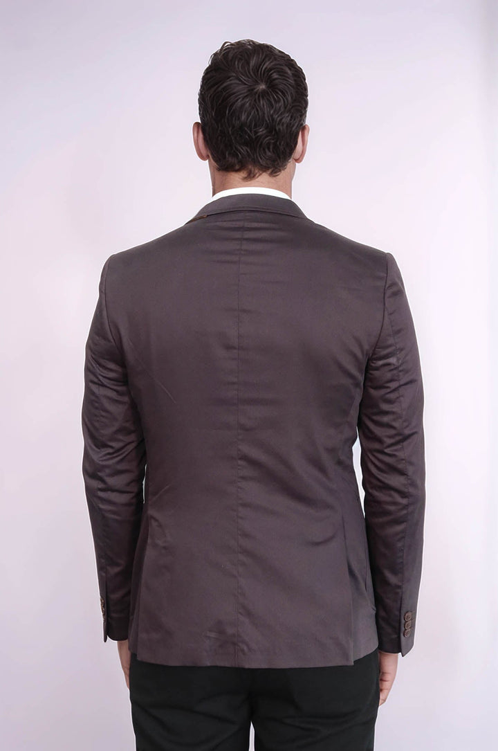 WSS Double Buttons Mono Lapel Bag Pocket Brown Jacket- - Gießen