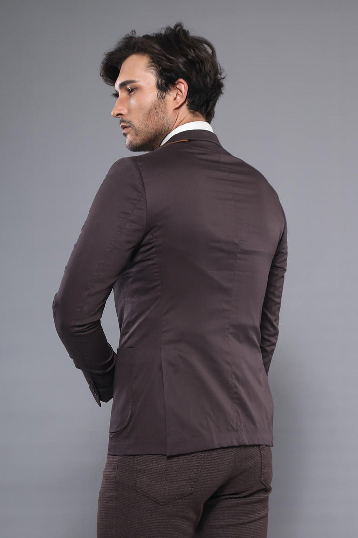 WSS Double Buttons Mono Lapel Bag Pocket Brown Jacket- - Joliette