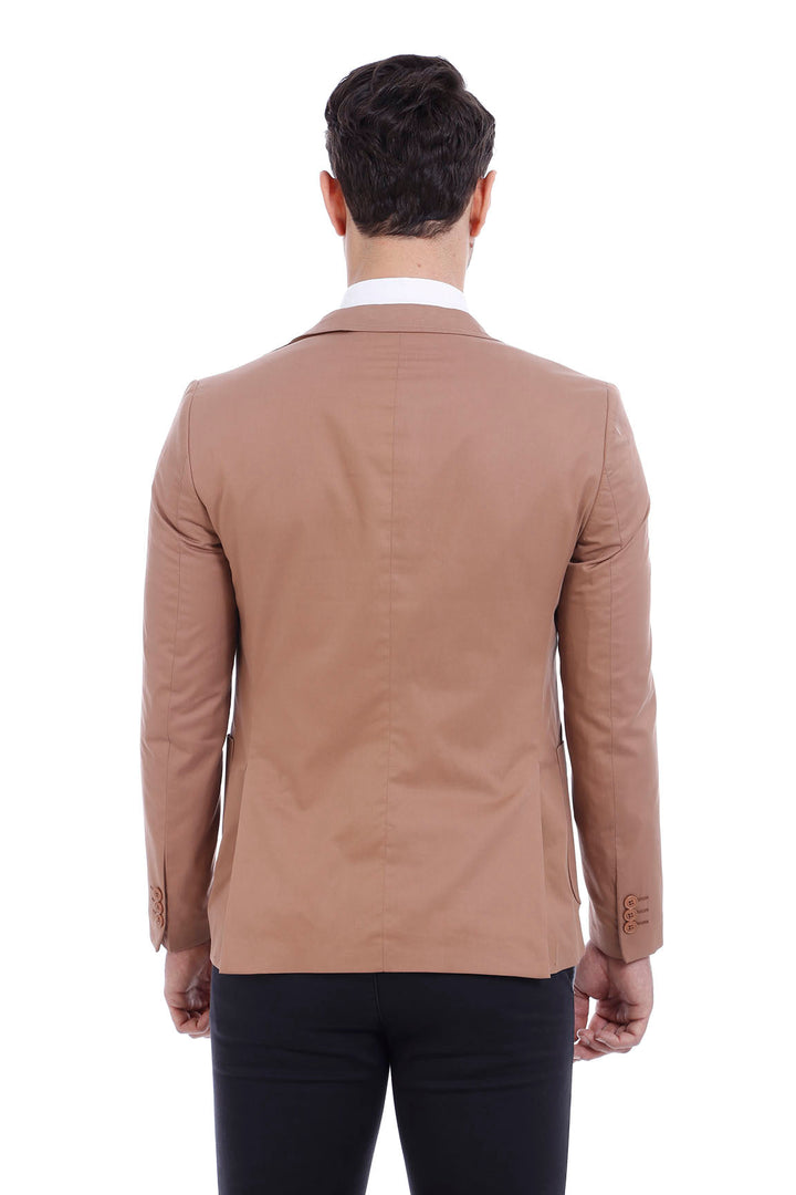 WSS Double Buttons Mono Lapel Bag Pocket Beige Jacket- - Passaic
