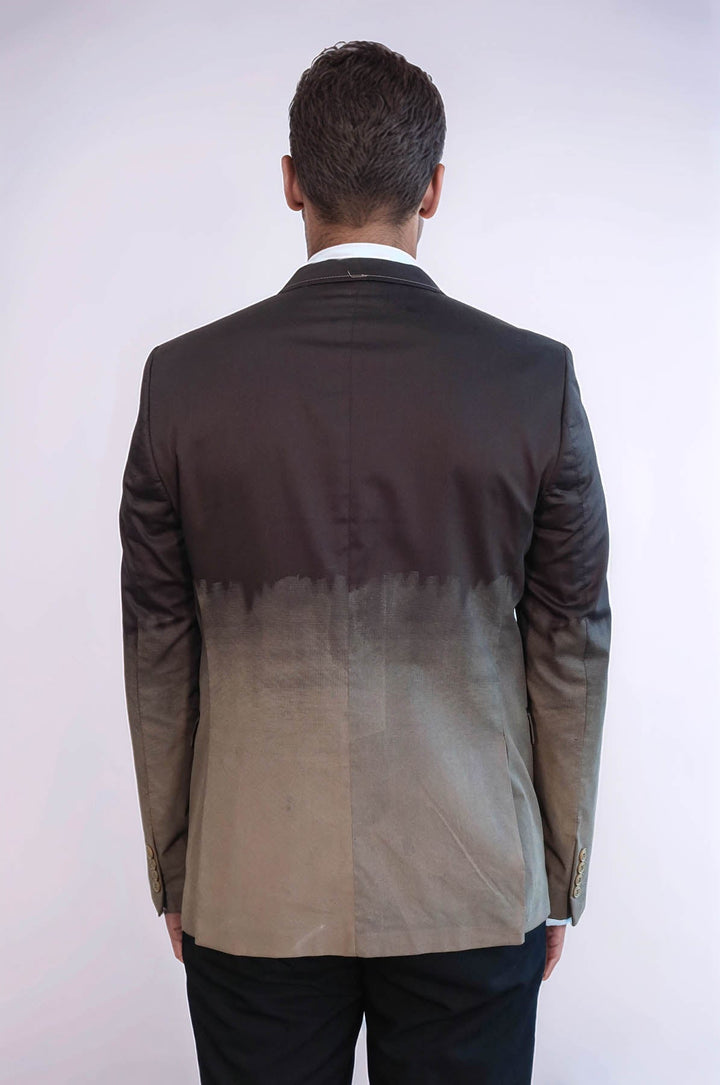 WSS 2 Button Mono Lapel Plain Cotton Brown Jacket- - Korydallós