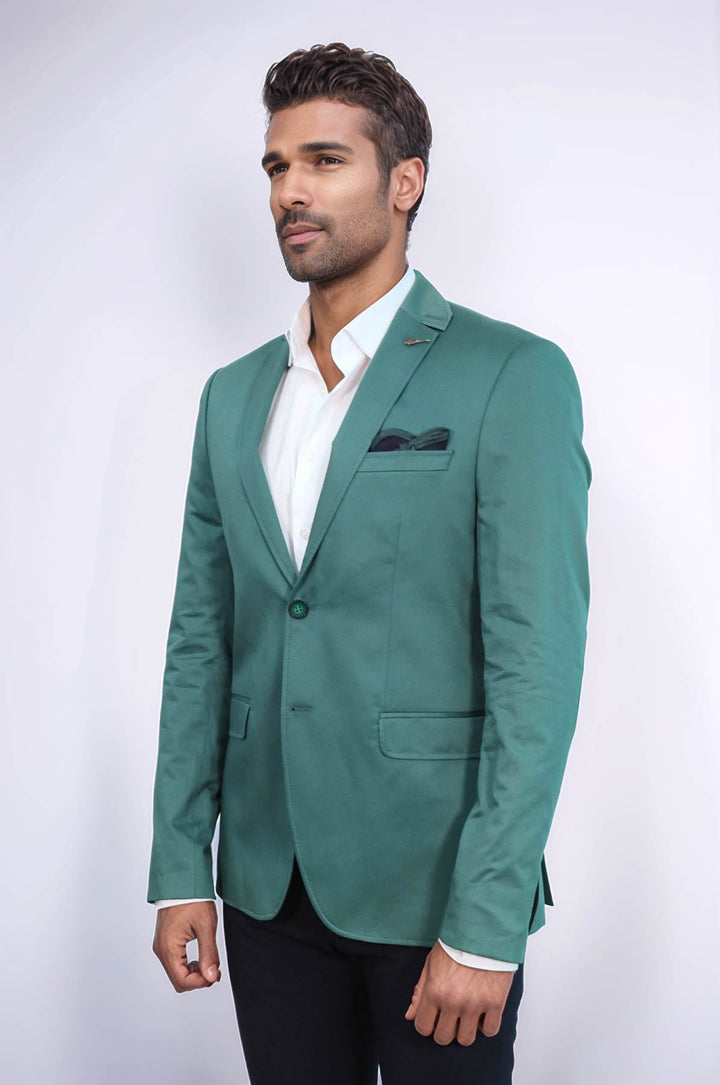 WSS Modeled Cotton Green Blazer  - Wood Buffalo