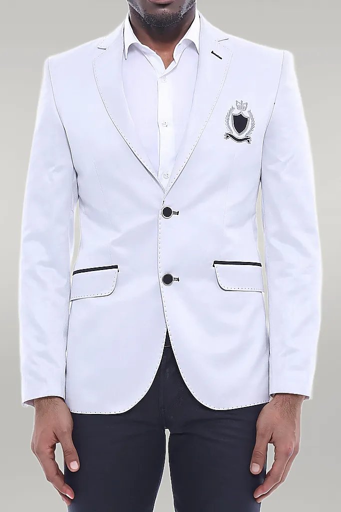 WSS Double Button Mono Lapel Crested Cream Jacket- - Odenton