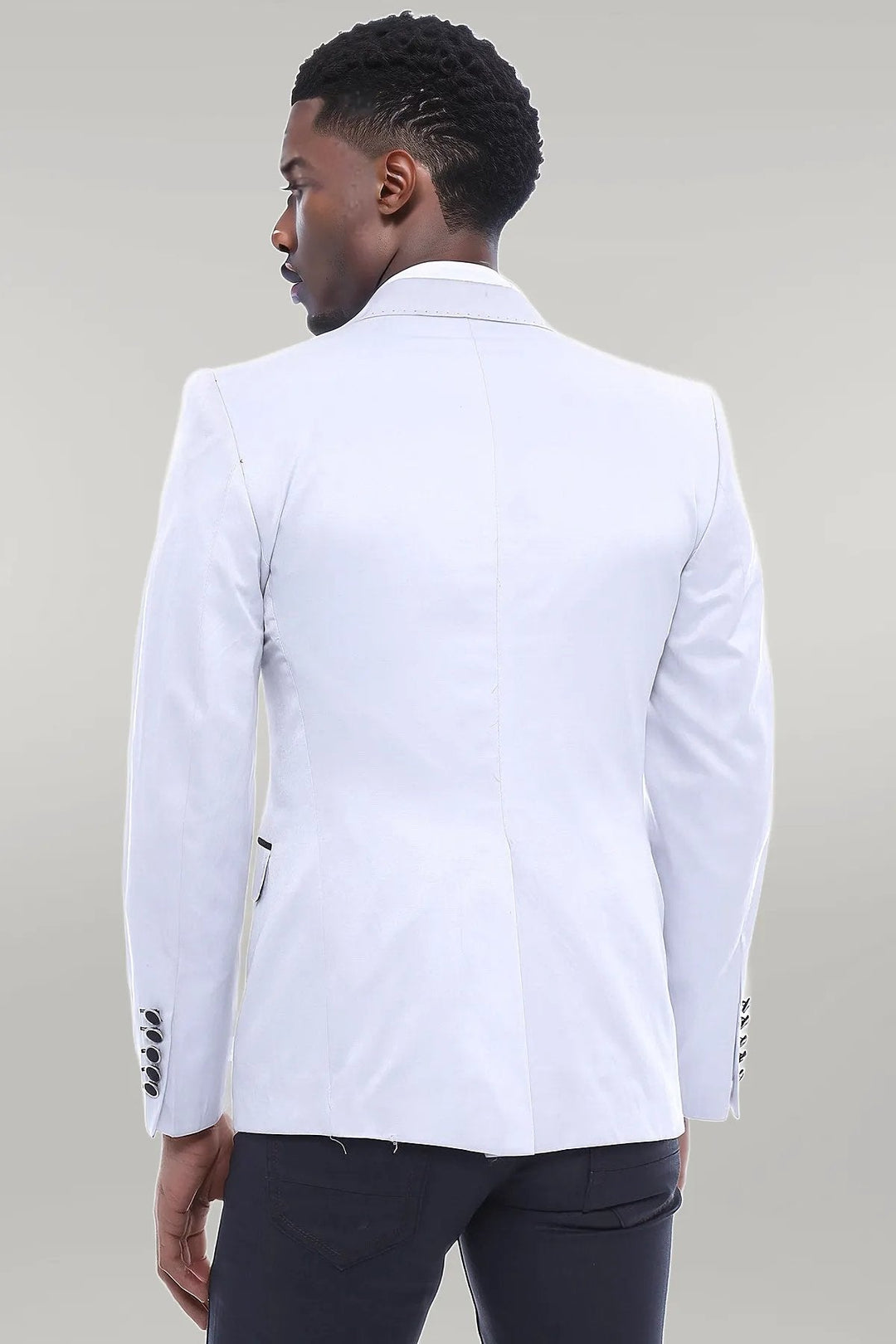 WSS Double Button Mono Lapel Crested Cream Jacket- - Odenton