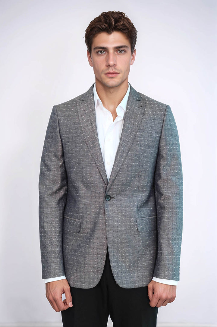 WSS Grey Linen Dot Patterned Jacket  - Evans