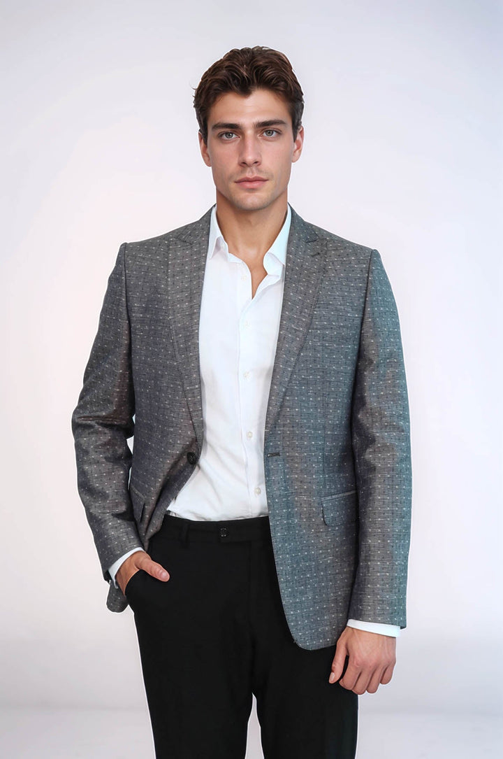 WSS Grey Linen Dot Patterned Jacket  - Evans