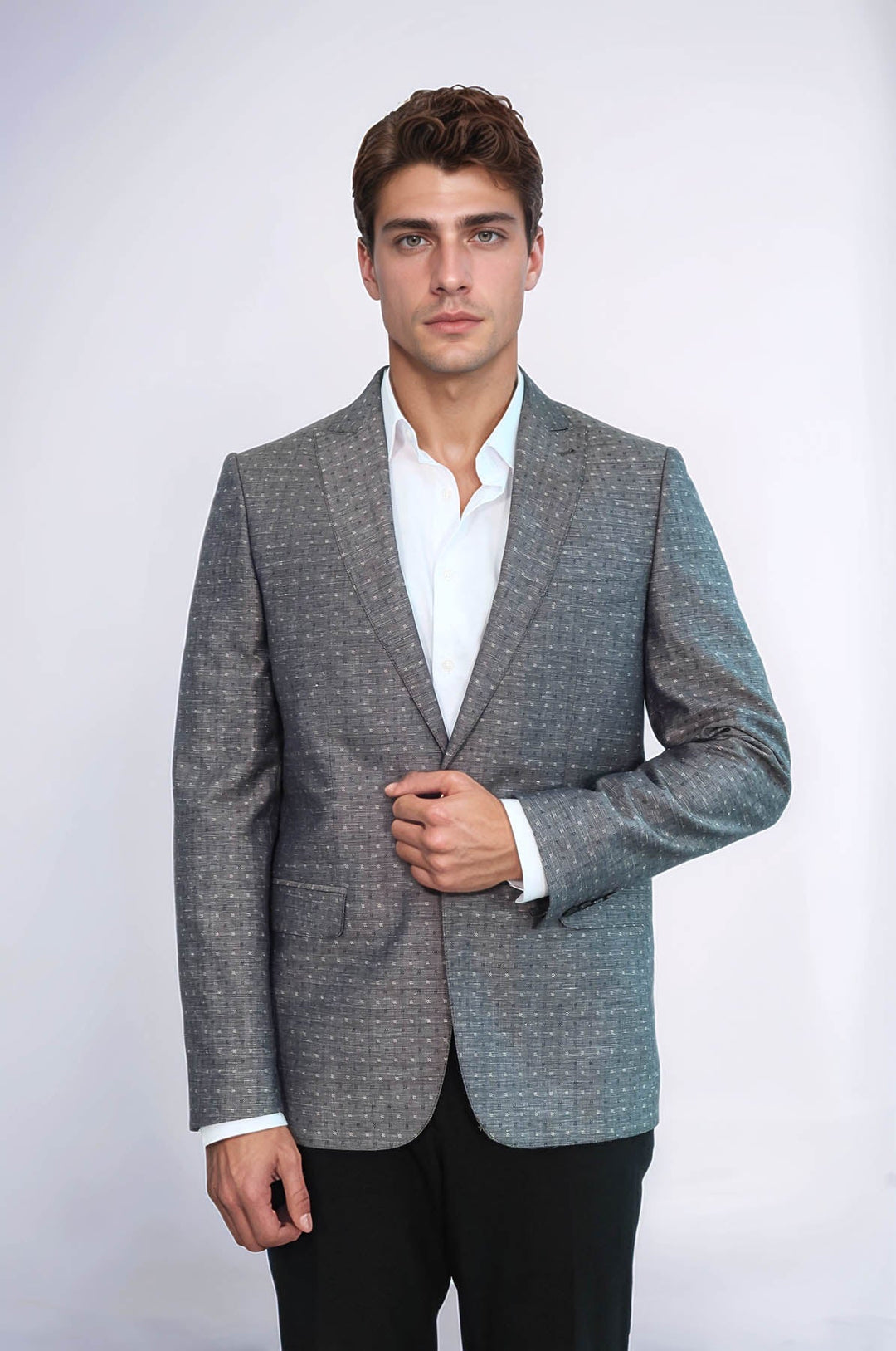 WSS Grey Linen Dot Patterned Jacket  - Evans