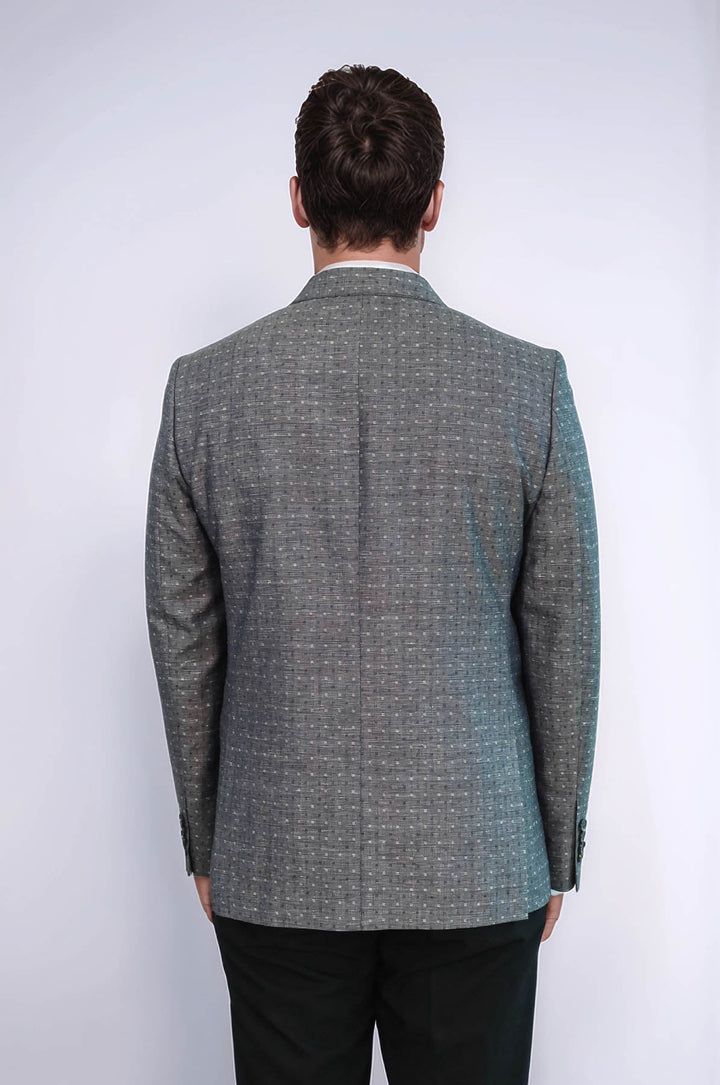 WSS Grey Linen Dot Patterned Jacket  - Evans