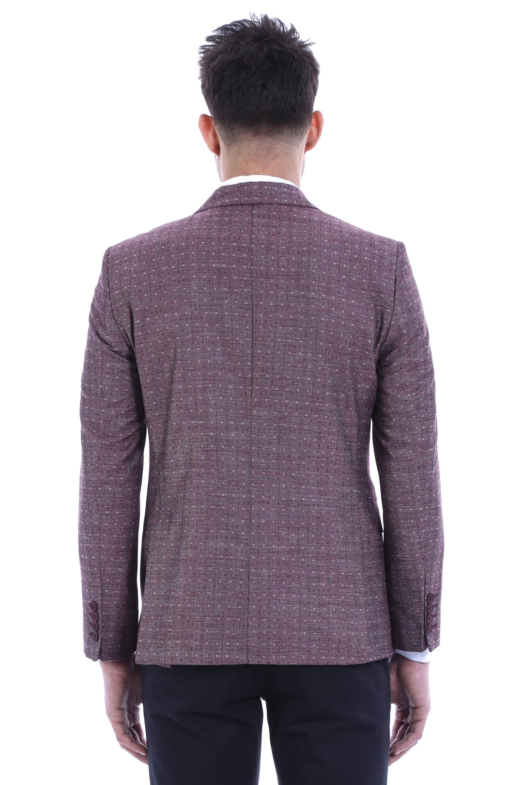 WSS Burgundy Linen Dot Patterned Jacket  - New Haven