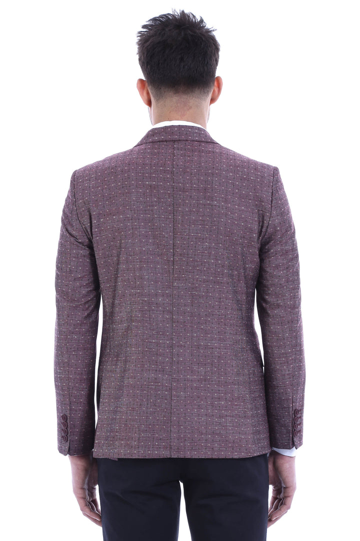 WSS Burgundy Linen Dot Patterned Jacket  - New Haven