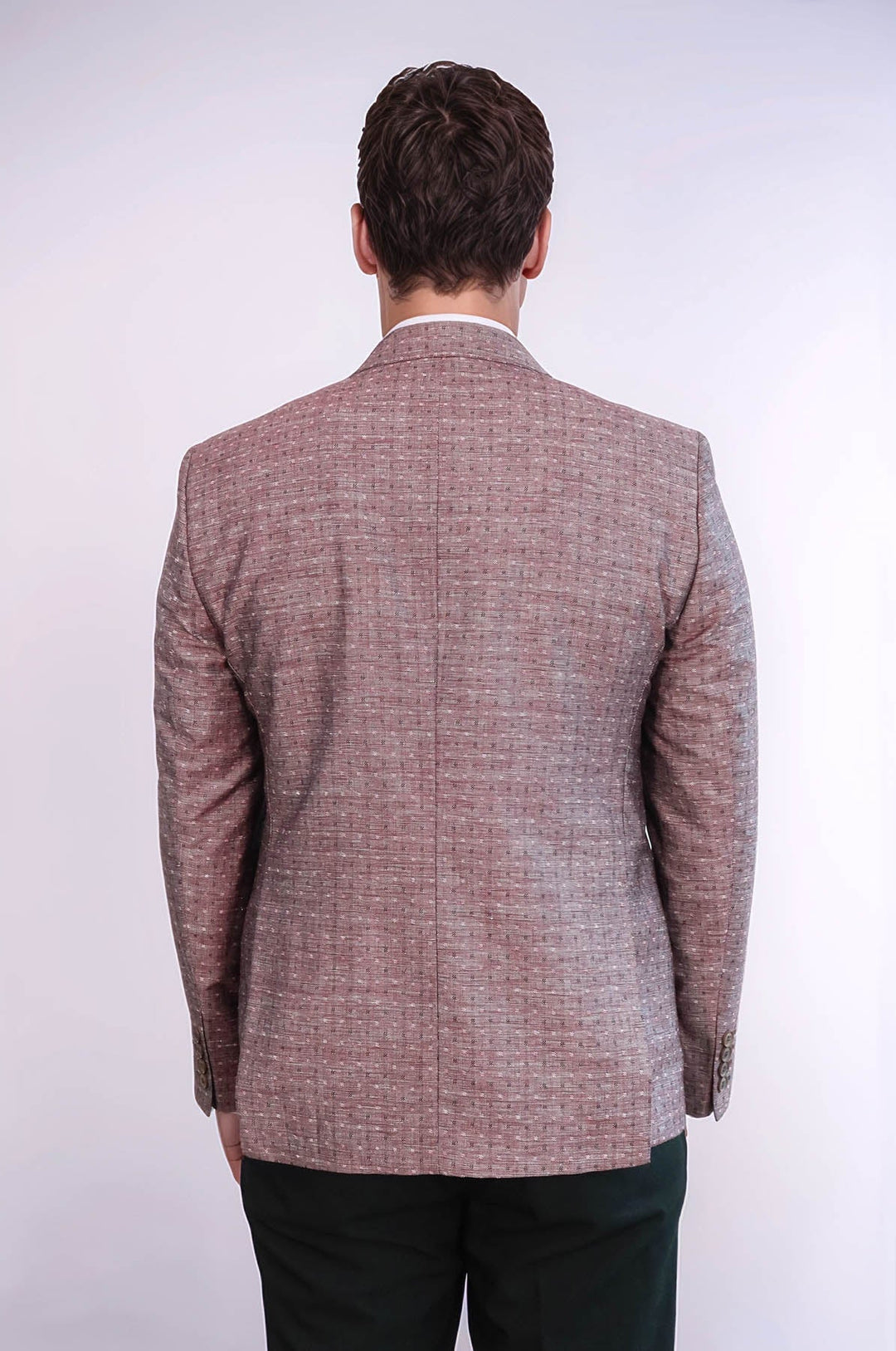 WSS Burgundy Linen Dot Patterned Jacket  - Pomezia