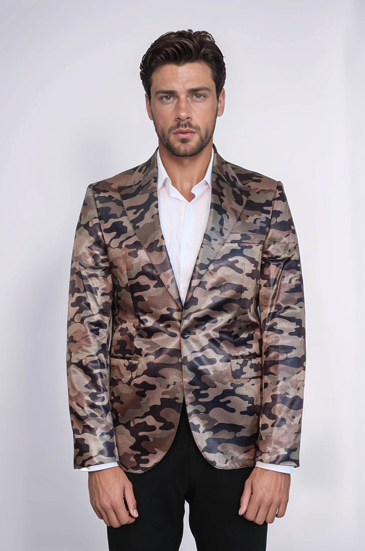 WSS Single Button Camouflage Brown Jacket- - Columbia