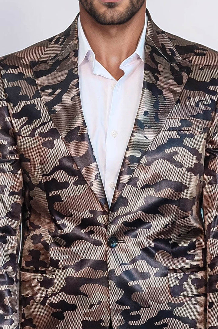 WSS Single Button Camouflage Brown Jacket- - Columbia