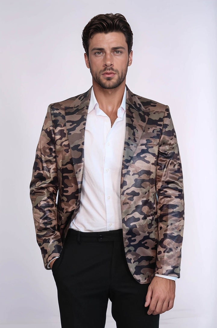 WSS Single Button Camouflage Brown Jacket- - Columbia