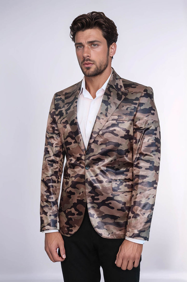 WSS Single Button Camouflage Brown Jacket- - Columbia