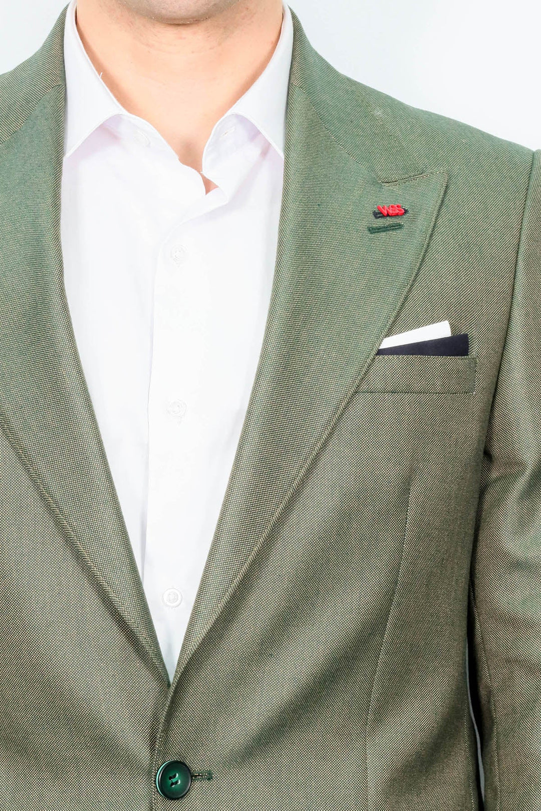 WSS Single Button Half Liner Pointed Collar Green Jacket- - San Felipe del Progreso