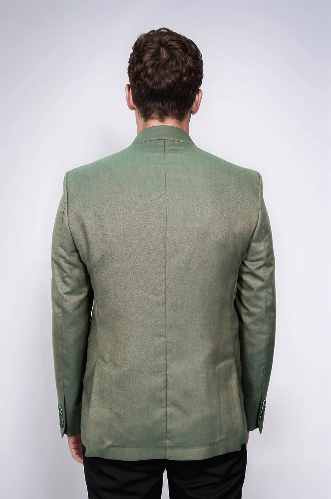 WSS Single Button Half Liner Pointed Collar Green Jacket- - San Felipe del Progreso
